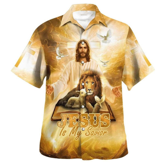 Unique Jesus Lion And The Lamb Jesus Is My Savior Hawaiian Shirt