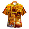 UniJames Jesus Lion Cross Faith Over Fear Hawaiian Shirt - Christian Hawaiian Shirt - Religious Hawaiian Shirts