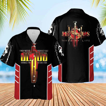 UniJames Jesus Lion I May Not Be Perfect Hawaiian Shirt - Christian Hawaiian Shirts For Women Men