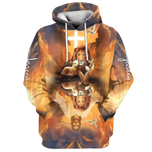 Uni Jesus Lion King And Lamb Cross 3D Hoodie