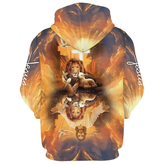 Uni Jesus Lion King And Lamb Cross 3D Hoodie
