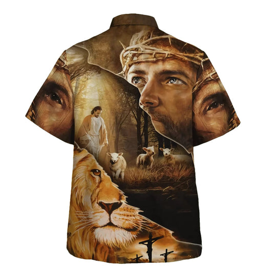 UniJames Jesus Lion Lamb Of God Hawaiian Shirts For Men - Christian Hawaiian Shirt - Hawaiian Summer Shirts