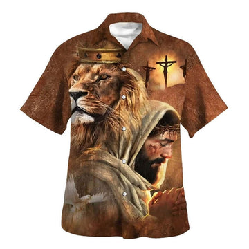Unique Jesus Lion Of Judah Christian Cross Hawaiian Shirt