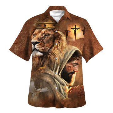 UniJames Jesus Lion Of Judah Hawaiian Shirts For Men - Christian Hawaiian Shirt - Hawaiian Summer Shirts