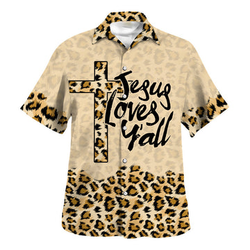 UniJames Jesus Love Y'all Hawaiian Shirt - Christian Hawaiian Shirt - Religious Hawaiian Shirts
