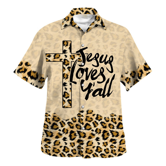 UniJames Jesus Love Y'all Hawaiian Shirt - Christian Hawaiian Shirt - Religious Hawaiian Shirts
