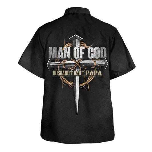UniJames Jesus Man Of God Husband Dad Papa Hawaiian Shirt - Christian Hawaiian Shirt - Religious Hawaiian Shirts