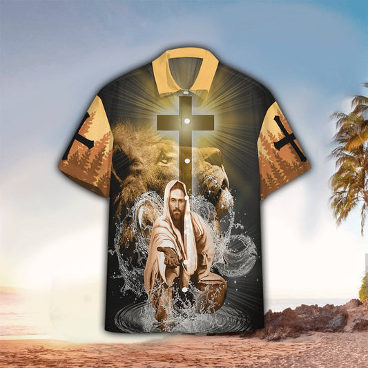 UniJames Jesus My God My King My Lord Lion Orange Hawaiian Shirt - Christian Hawaiian Shirts For Men & Women