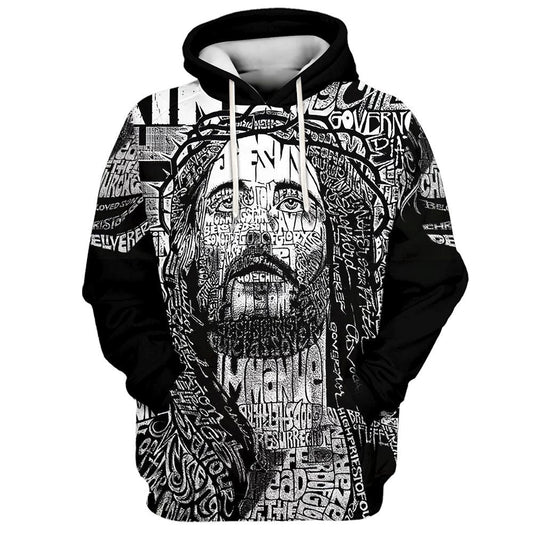 Jesus Names Hoodies Jesus Hoodie Men & Women, God 3D Printed Hoodie, Christian Apparel Hoodies