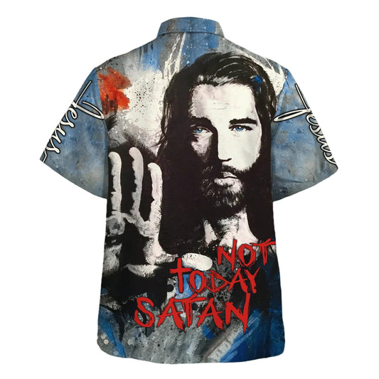 UniJames Jesus Not Today Satan Hawaiian Shirt - Christian Hawaiian Shirt - Best Hawaiian Shirts