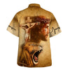 UniJames Jesus On The Cross Lion Of Judah Hawaiian Shirt - Christian Hawaiian Shirt - Religious Hawaiian Shirts