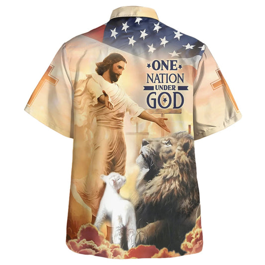 UniJames Jesus Open Arms One Nation Under God Hawaiian Shirts For Men & Women - Christian Hawaiian Shirt - Hawaiian Summer Shirts