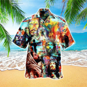 UniJames Jesus Paint Jesus Hawaiian Shirt - Christian Hawaiian Shirts For Men & Women
