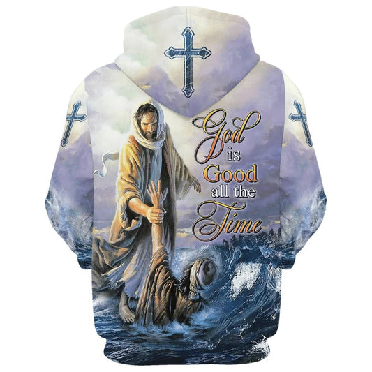 Uni Jesus Peter Walking On Water 3D Hoodie God Is Good All The Time 3D Hoodie