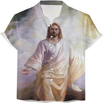 UniJames Jesus Picture Christian Hawaiian Shirt - Hawaiian Beach Shirts for Men Women