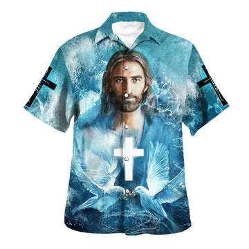 UniJames Jesus Pigeon Cross Hawaiian Shirts For Men & Women - Christian Hawaiian Shirt - Hawaiian Summer Shirts