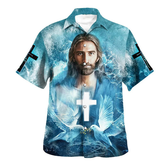 UniJames Jesus Pigeon Cross Hawaiian Shirts For Men & Women - Christian Hawaiian Shirt - Hawaiian Summer Shirts