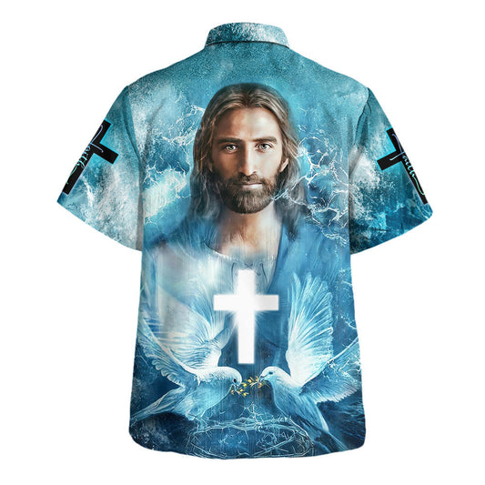 UniJames Jesus Pigeon Cross Hawaiian Shirts For Men & Women - Christian Hawaiian Shirt - Hawaiian Summer Shirts