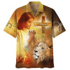 Unique Jesus Prayer Lion Cross Christian Faith Hawaiian Shirt