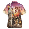 UniJames Jesus Saved My Life With The Lamb And Lion Hawaiian Shirt - Christian Hawaiian Shirt - Religious Hawaiian Shirts