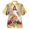 UniJames Jesus The Lion And The Lamb Hawaiian Shirts For Men - Christian Hawaiian Shirt - Hawaiian Summer Shirts