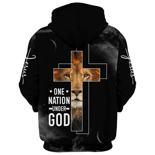 Uni Jesus The Lion Of Judah One Nation Under God 3D Hoodie