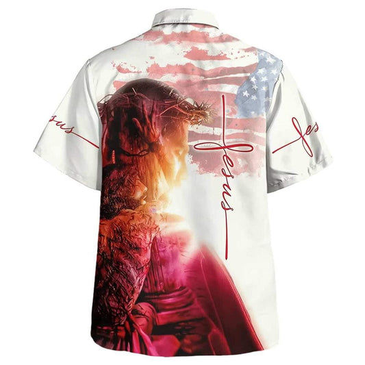 Unique Jesus US American Flag Hawaiian Shirt