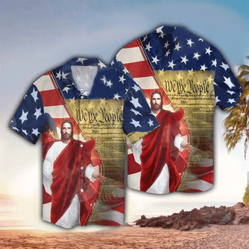 UniJames Jesus Usa We The People Hawaiian Shirt - Christian Hawaiian Shirt for Men Women