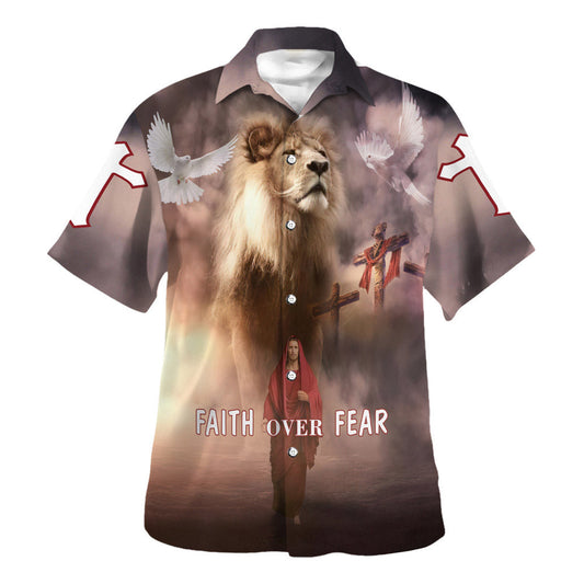 UniJames Jesus Walk On The Water Faith Over Fear Hawaiian Shirts For Men & Women - Christian Hawaiian Shirt - Hawaiian Summer Shirts