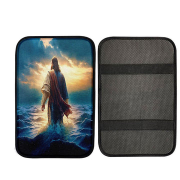 Uni Jesus Walking On Water Car Center Console Cover - Jesus Car Armrest Pad