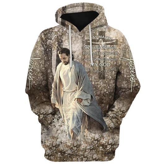 Uni Jesus Walking Through The Fields Hoodie Way Maker Miracle Worker Hoodie