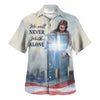 UniJames Jesus We Will Never Walk Alone Hawaiian Shirt - Christian Hawaiian Shirt - Religious Hawaiian Shirts