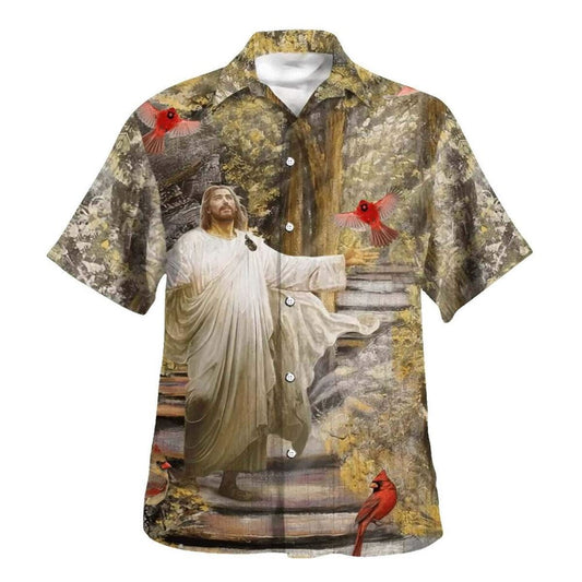 Unique Jesus With His Arms Open Hummingbird Hawaiian Shirt