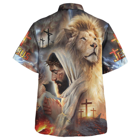 UniJames Jesus With Lion Hawaiian Shirt - Christian Hawaiian Shirt - Religious Hawaiian Shirts