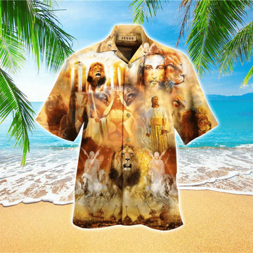 UniJames Jesus With Lion Hawaiian Shirt - Christian Hawaiian Shirts For Men & Women