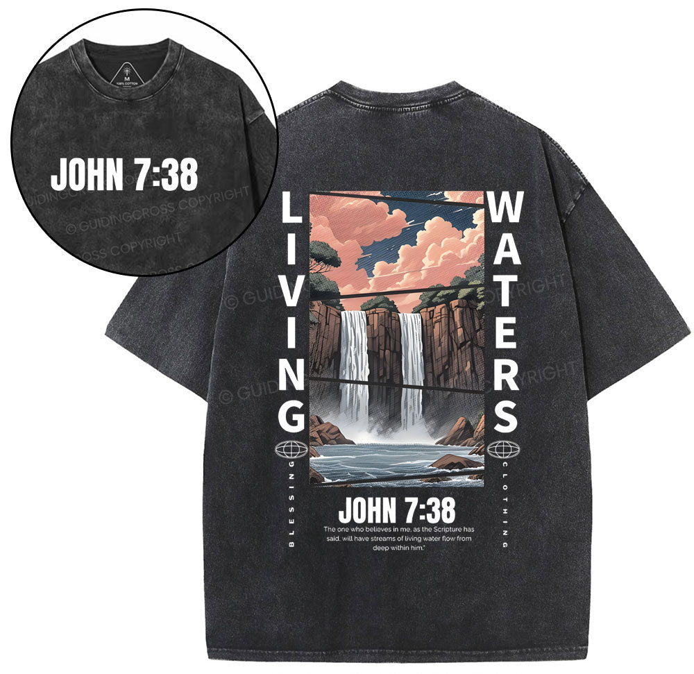 John 7:38 Christian Washed TShirt  