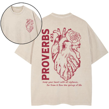 Keep Your Heart With All Vigilance Christian Washed T-Shirt Sale - GuidingCross