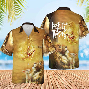 UniJames Keep Your Eyes On Jesus Hawaiian Shirt - Christian Hawaiian Shirts For Women Men