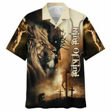 UniJames King Of King Jesus Lion Hawaiin Shirt - Christian Hawaiin Shirt For Men & Women