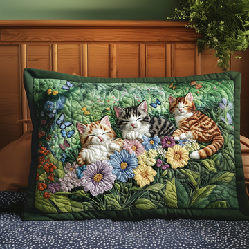 Kittens and Flowers Quilted Bedding Pillow Case NCU0NT6544