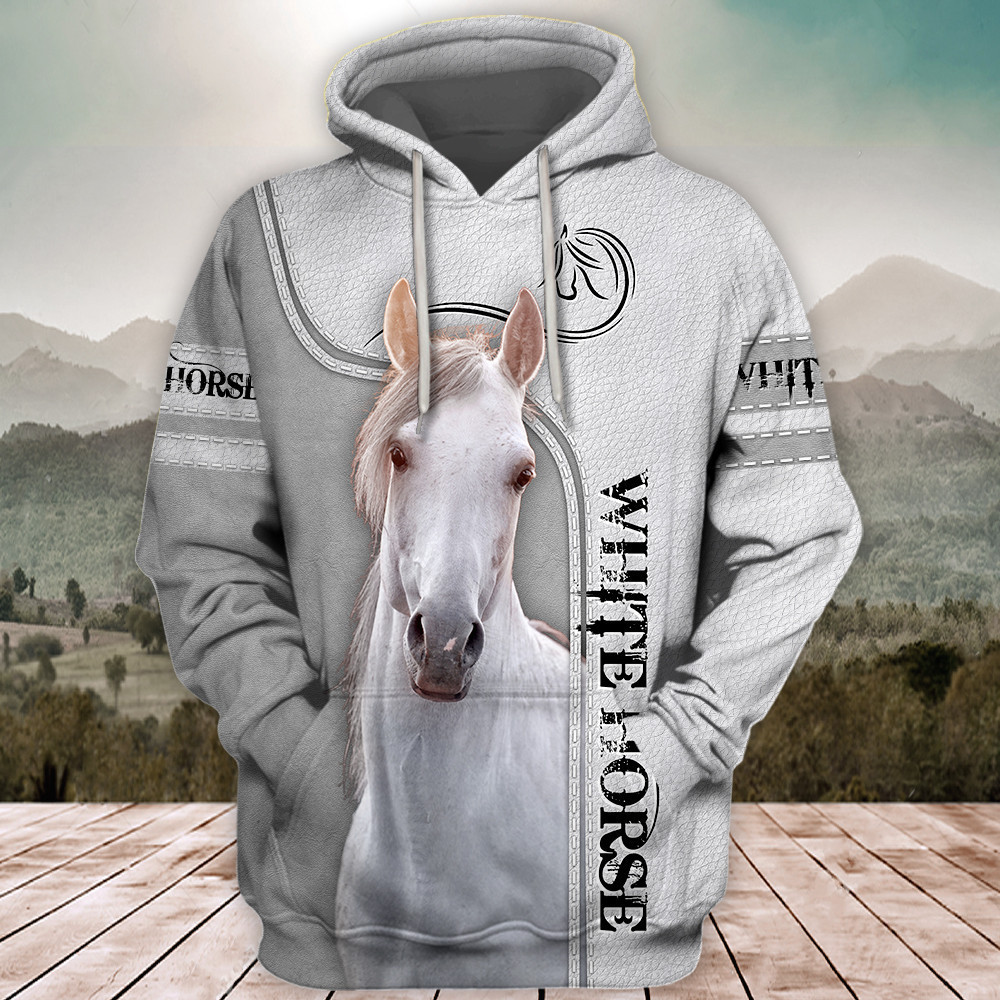 Uni White Horse Lover 3D Printed Hoodie