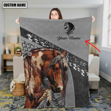 Uni Custom Name Horse Lovers Carving Pattern 3D Blanket