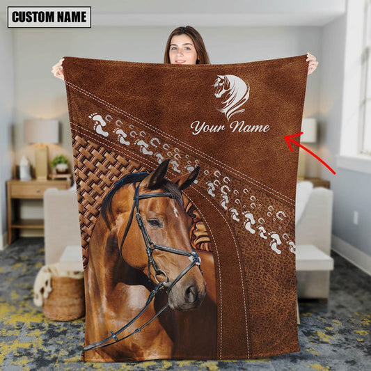 Uni Custom Name Warmblood Horse Lovers Carving Pattern 3D Blanket