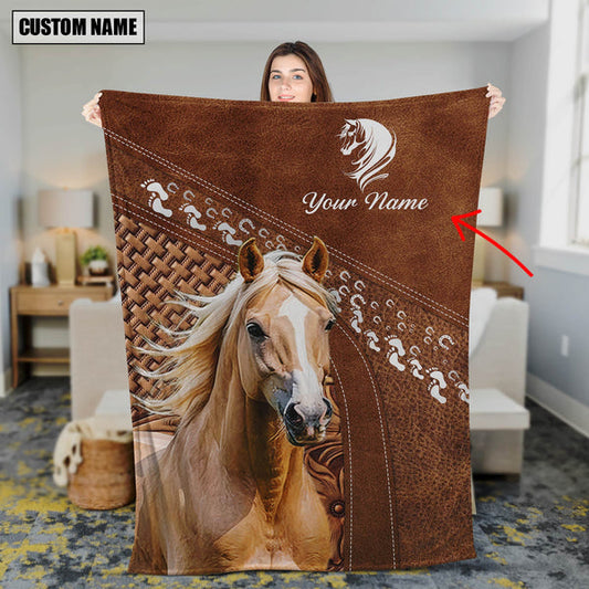 Uni Custom Name Palomino Horse Lovers Carving Pattern 3D Blanket