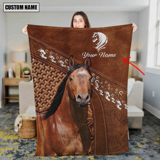 Uni Custom Name American Quarter Horse Lovers Carving Pattern 3D Blanket