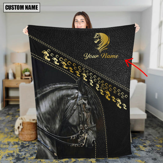 Uni Custom Name Horse Lovers Carving Pattern 3D Blanket