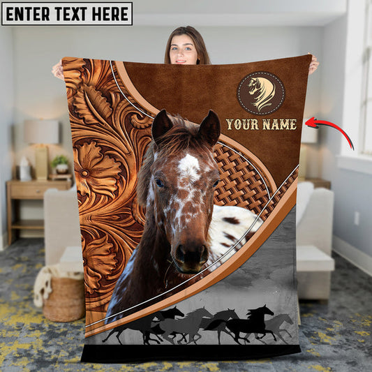 Uni Custom Name Appaloosa Horse Carving Pattern 3D Blanket