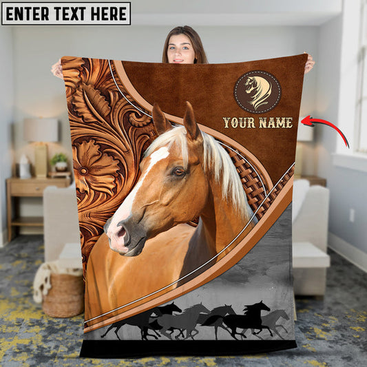 Uni Custom Name Palomino Horse Carving Pattern 3D Blanket