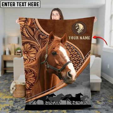 Uni Custom Name Thoroughbred Horse Carving Pattern 3D Blanket