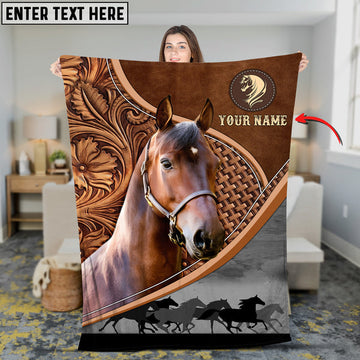 Uni Custom Name Morgan Horse Carving Pattern 3D Blanket